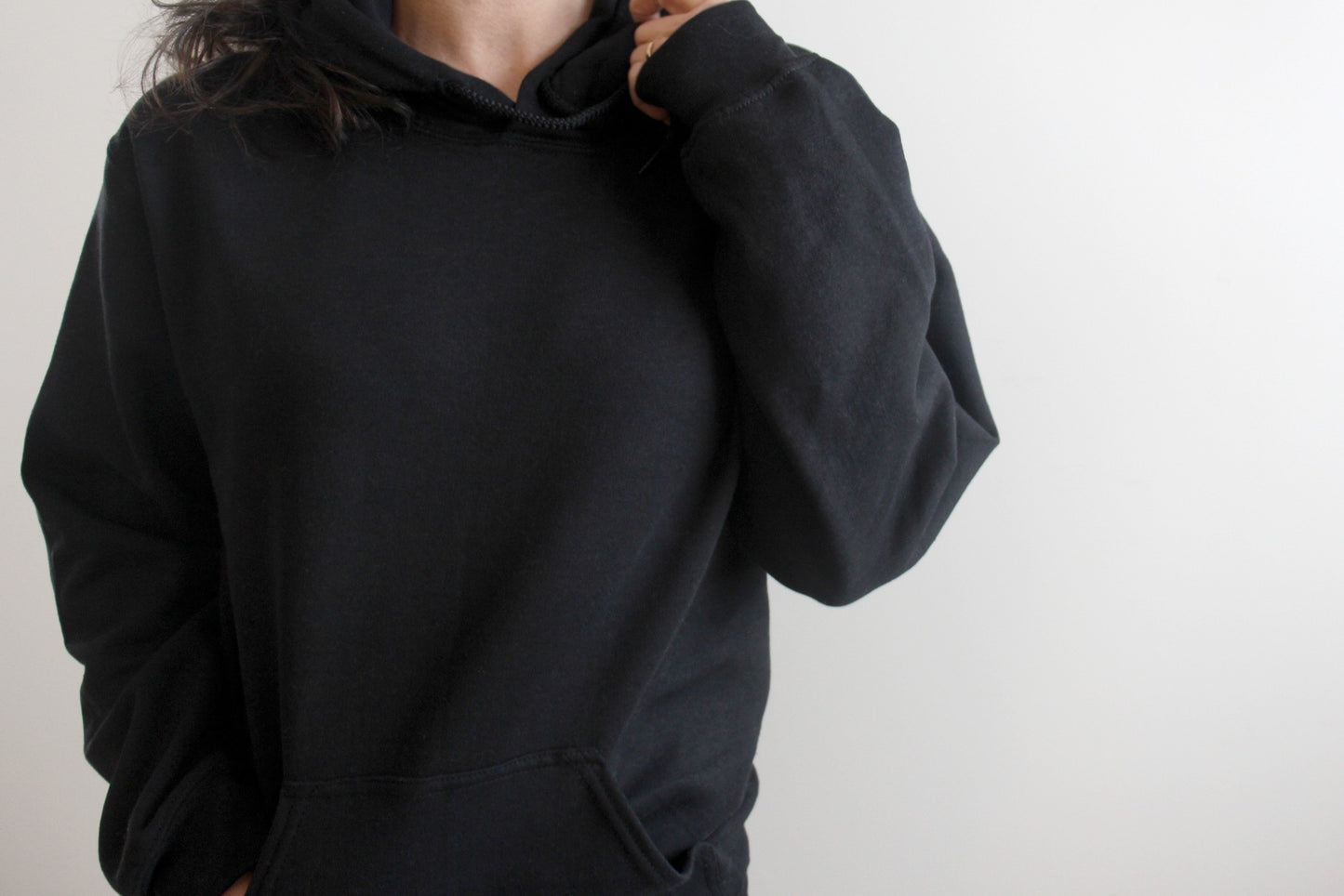 Black Sweatshirt Hooded with Strings