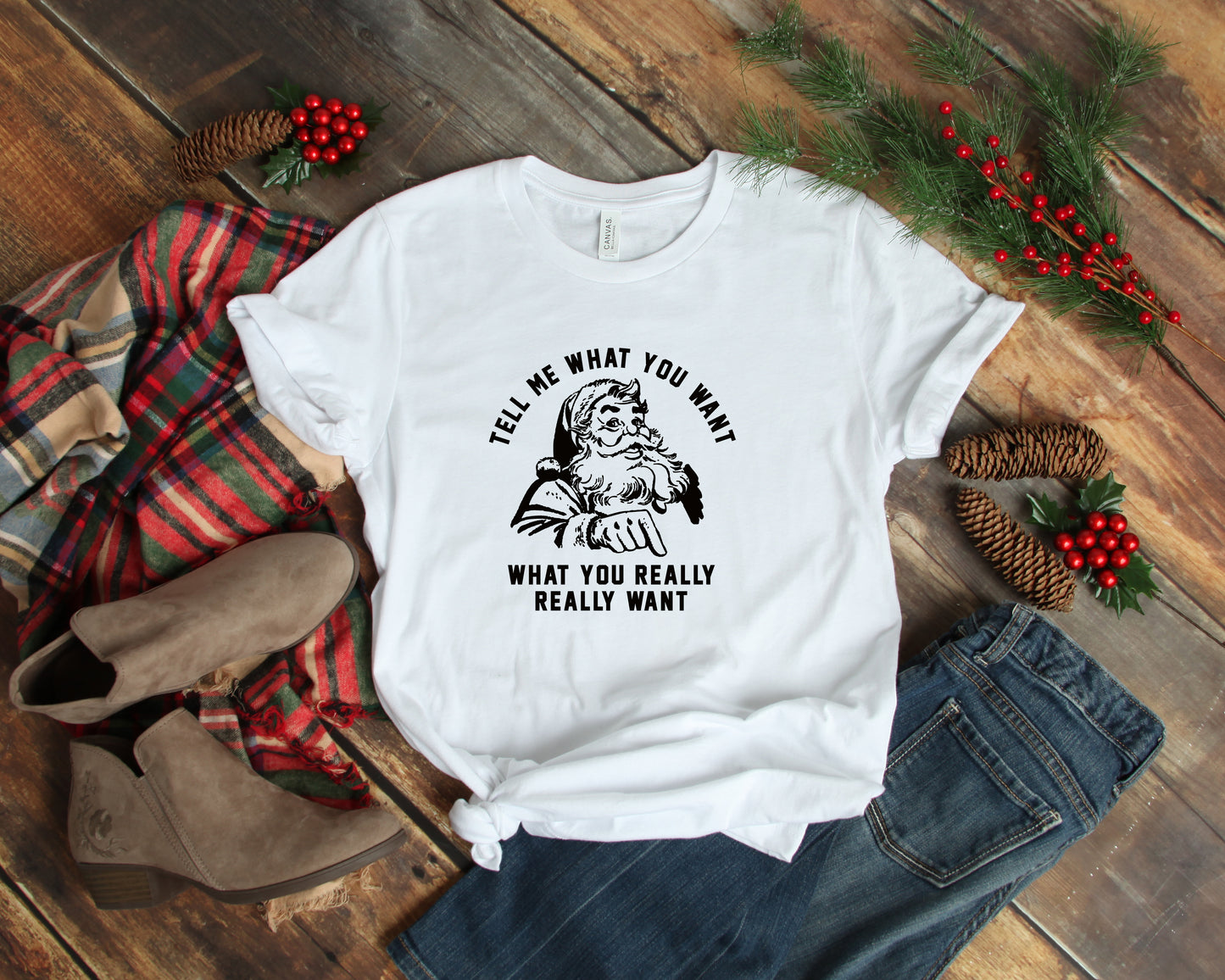 Tell Me What You Want Christmas Collection Bella+Canvas Premium Graphic Tee