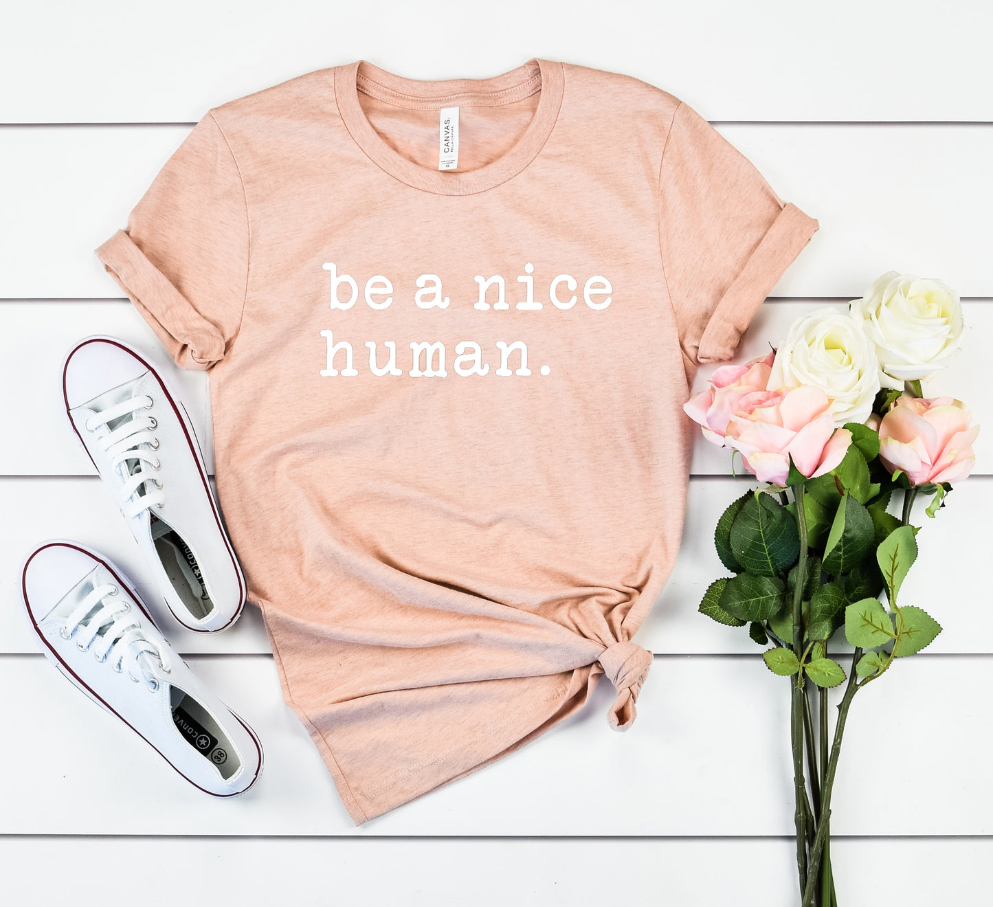 be a nice human. Bella+Canvas Premium Graphic Tee