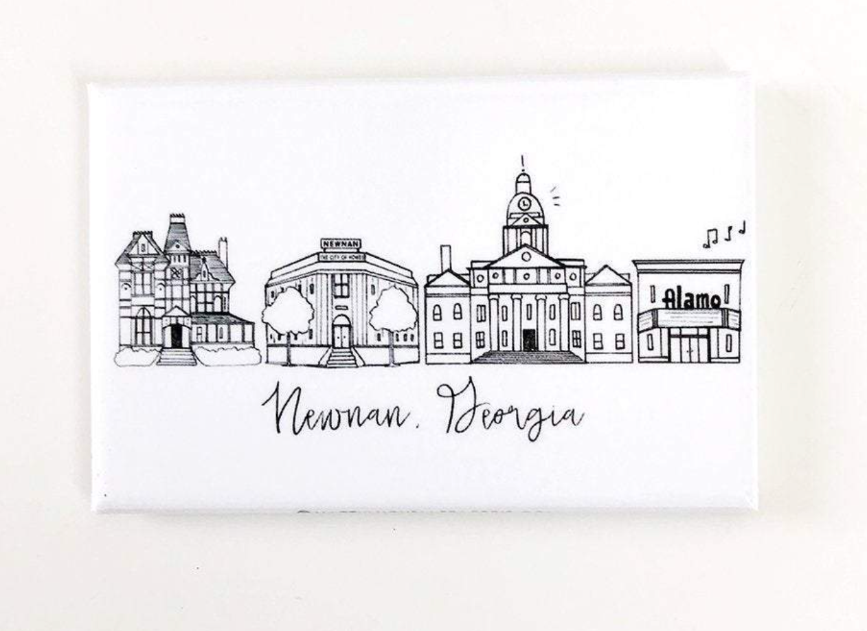 Newnan, GA Pen and Ink Magnet by Natalie Kilgore