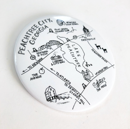 Peachtree City, GA Pen and Ink Round Magnet by Natalie Kilgore