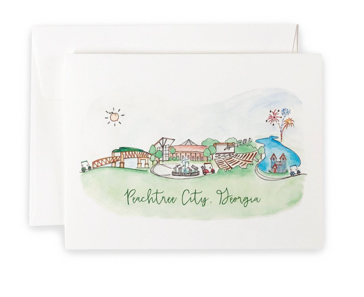 Peachtree City, GA Watercolor Boxed Notecard Set by Natalie Kilgore